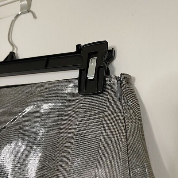 NWOT HELMUT LANG GRAY PLAID PATENT MINI SKIRT SIZE US 2 - Picture 8 of 8
